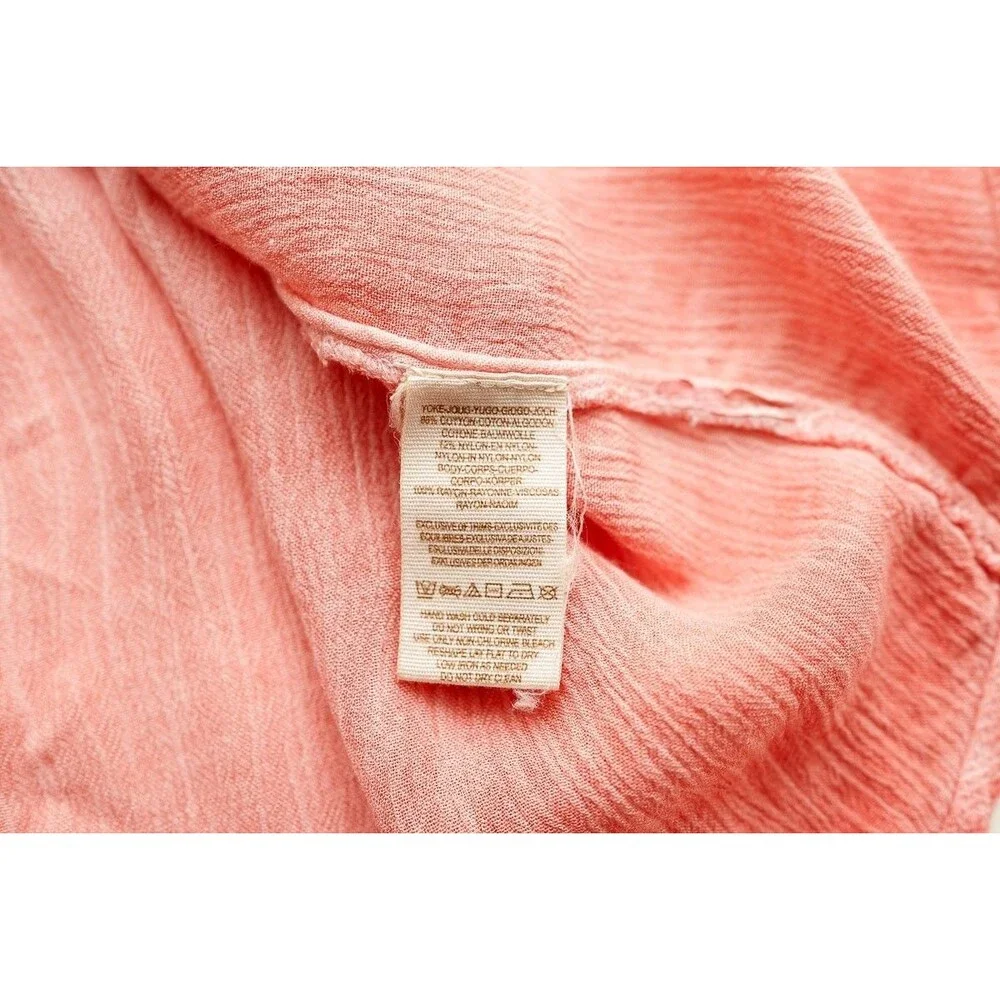 Free People Gauze Acid Wash Tie Dye Tunic Top Coral Boho‎ M